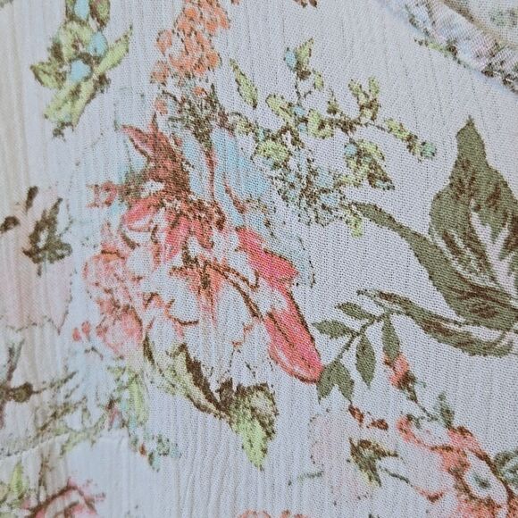 Frye Floral Button Gauzy Midi Dress Size Medium Cottagecore Boho Praire Cowgirl - Picture 9 of 13